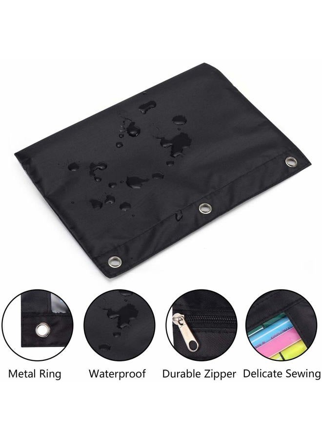WODISON 18-Packs 3 Ring Pencil Pouch with Clear Window School Classroom Binder Pocket Case Office Stationery Bag Black - Image 3