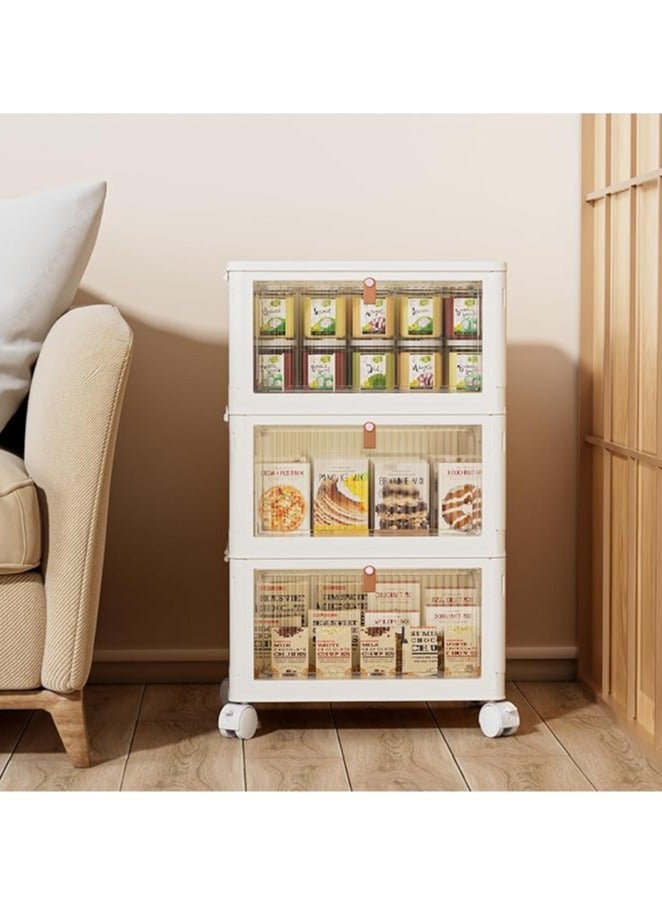 عربست صناديق تخزين بلاستيكية بثلاث طبقات مع أغطية سعة 23 كوارت، حاويات تخزين قابلة للتكديس بعجلات، صناديق تخزين قابلة للطي، صناديق تخزين قابلة للطي، منظمات خزانة وتخزين لغرفة المعيشة والمكتب والسكن الجامعي - Image 2