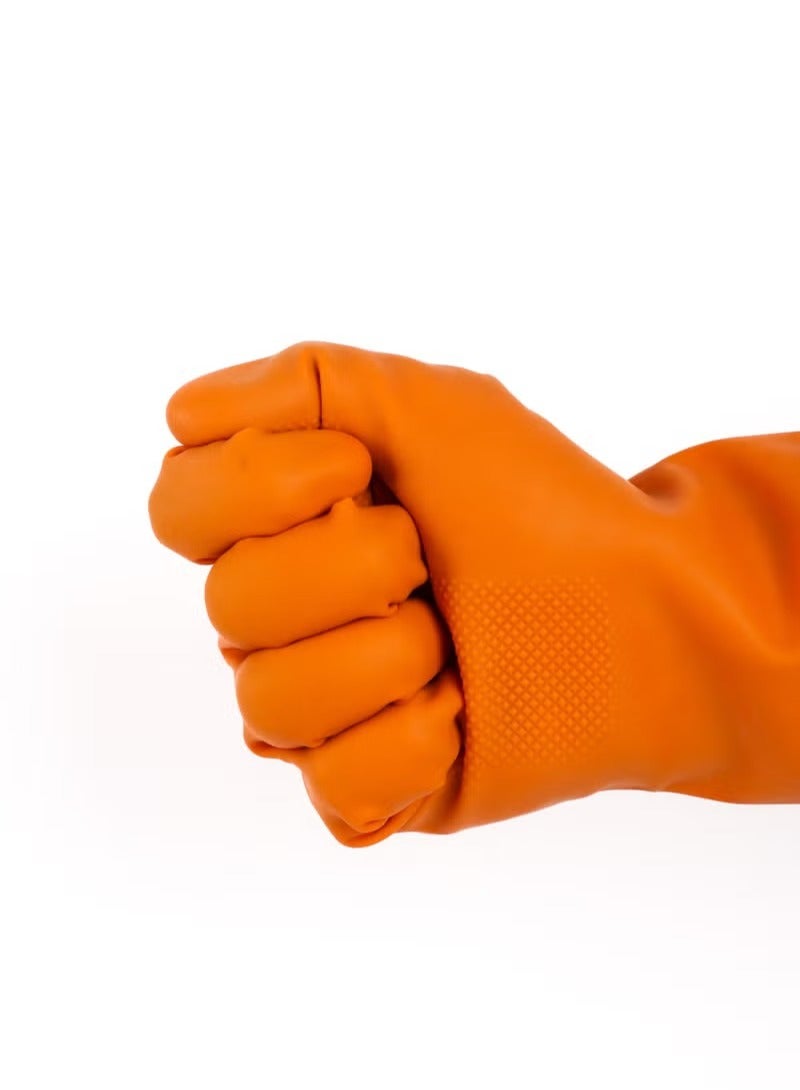 Pair Of Multi-Functional Rubber Gloves Orange M - Image 4