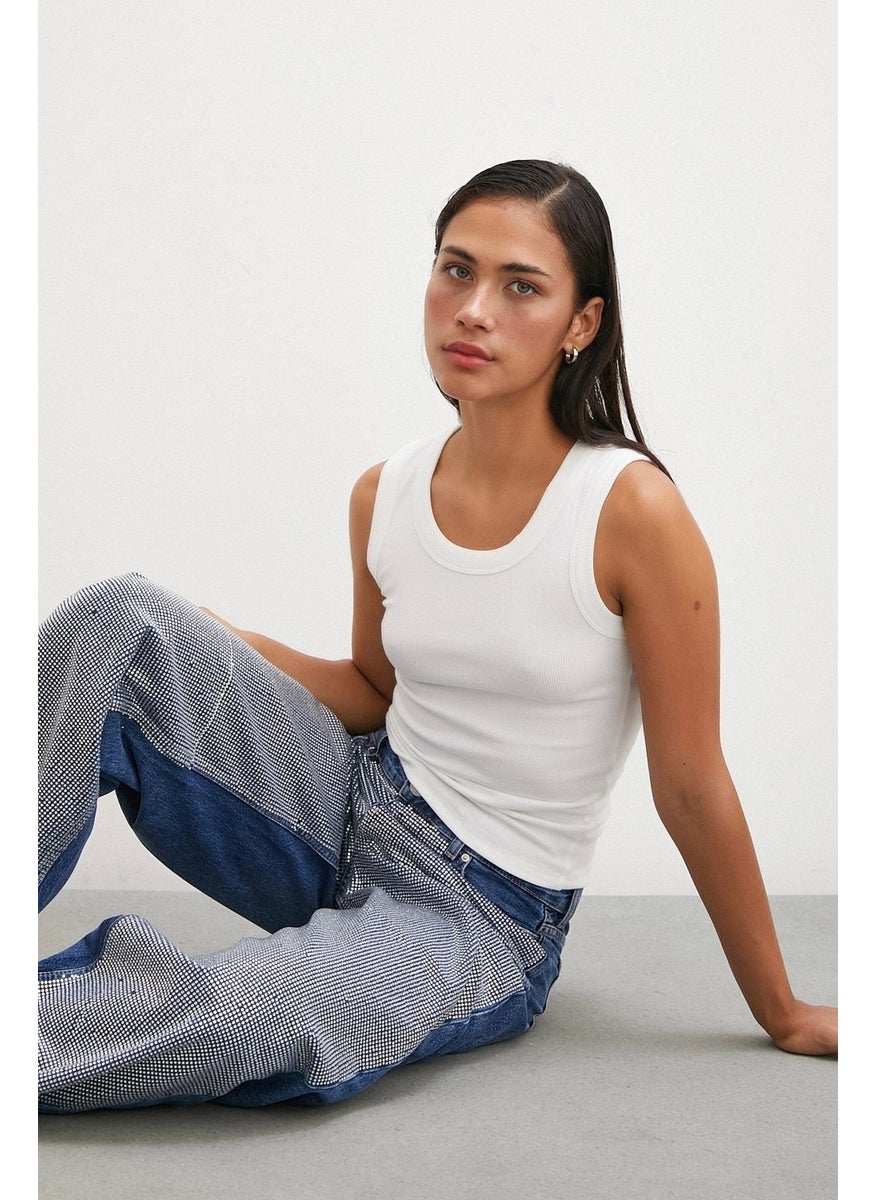 Never More Wide Bib Undershirt White  - Image 1