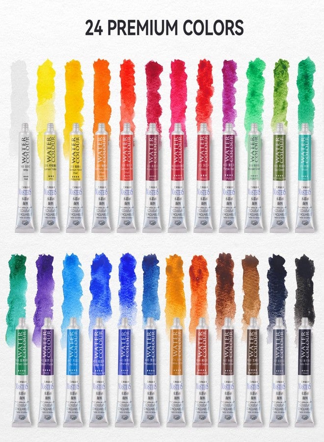 LIGHTWISH Professional Watercolor Paint Tube Set Artist Grade, 9 ML 24 Vivid Colors Art Supplies, Premium Non Toxic Water Colors Paint for Adults, Artists & Hobby - Image 2
