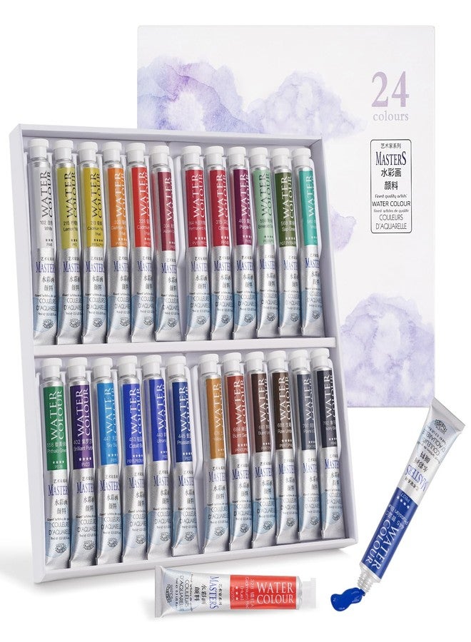 LIGHTWISH Professional Watercolor Paint Tube Set Artist Grade, 9 ML 24 Vivid Colors Art Supplies, Premium Non Toxic Water Colors Paint for Adults, Artists & Hobby - Image 1