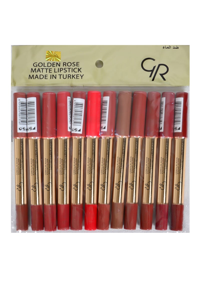 Golden Rose Golden Rose Matte Lipstick Pencil Set original – Rouge Tones – 12 Pieces Rouge - Image 4