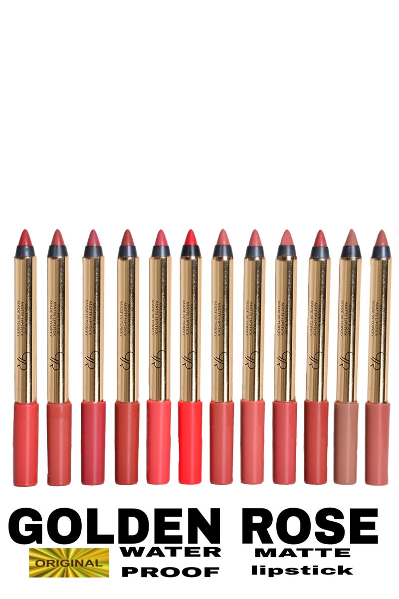 Golden Rose Golden Rose Matte Lipstick Pencil Set original – Rouge Tones – 12 Pieces Rouge - Image 1