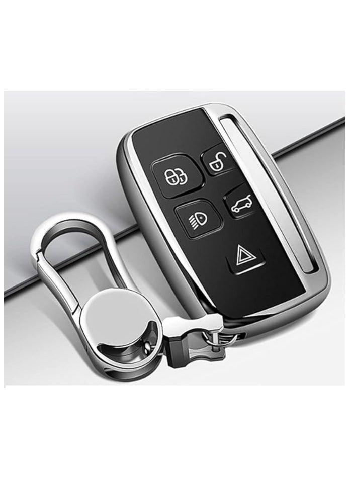 Generic - Range Rover Key Cover - Key Fob Case for Land Rover Defender, Discovery, Evoque, Velar & Jaguar XF, XJ, XJL, XE, F-PACE, 5-Button TPU Full Shell Remote Key Chain - Image 1