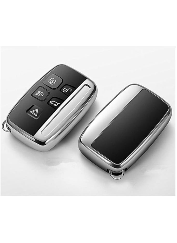 Generic - Range Rover Key Cover - Key Fob Case for Land Rover Defender, Discovery, Evoque, Velar & Jaguar XF, XJ, XJL, XE, F-PACE, 5-Button TPU Full Shell Remote Key Chain - Image 1