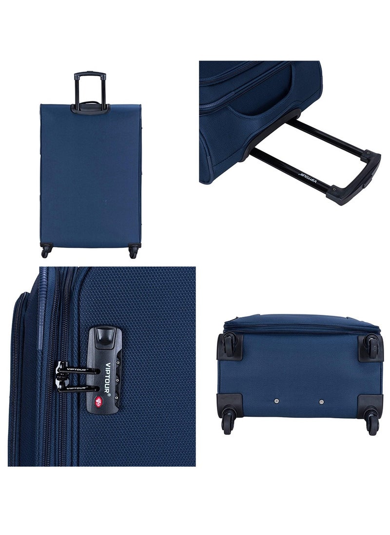 VIPTOUR - Set of 4 Light Weight Polyester Jacqard Trolley Luggage With Number Lock 20,24,28,32 Inches - Image 1