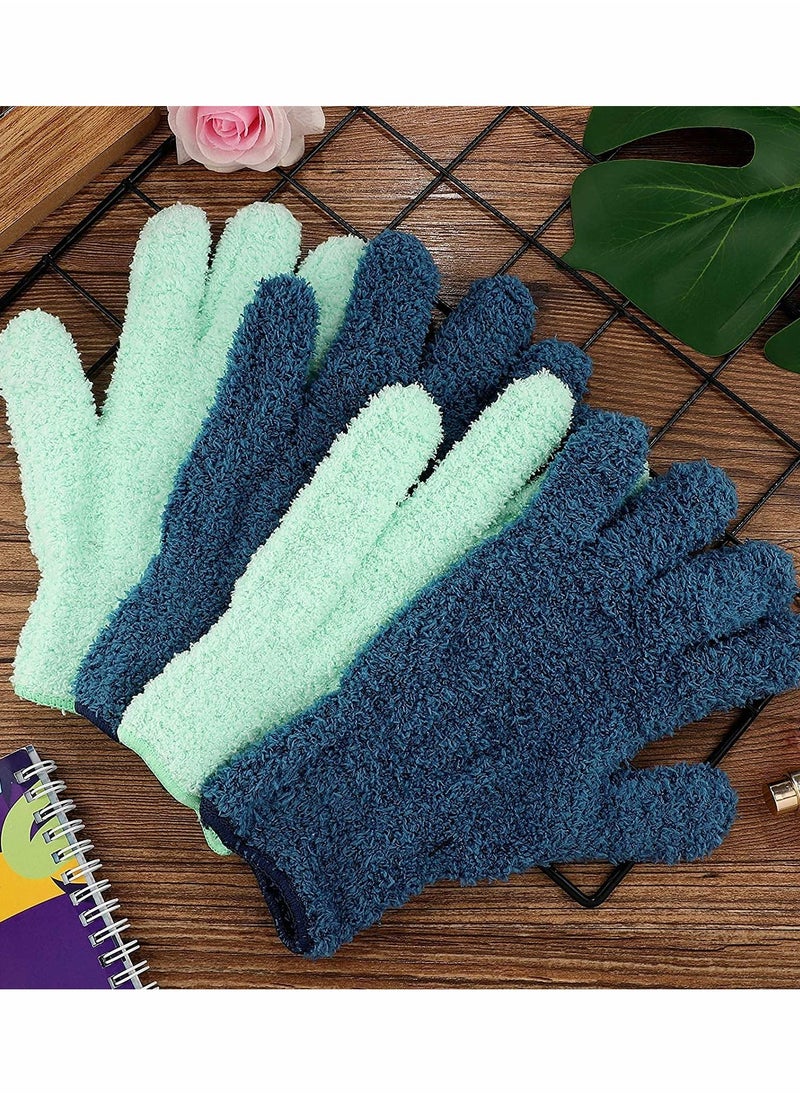 SYOSI Cleaning Gloves, 2 Pairs Microfiber Auto Dusting Cleaning Gloves Washable Cleaning Mittens for Kitchen House Cleaning Cars Trucks Mirrors Lamps Dusting Cleaning (Blue, Green)  - Image 4