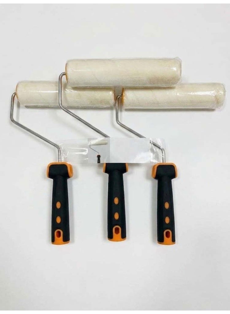 3 Piece Painting Roller -9inch- Heavy-Duty Paint Applicator with Ergonomic Handle and Quick Absorbing and Even Spreading -Ideal for Interior and Exterior Walls, Ceilings, and Home Improvement Projects - Image 1