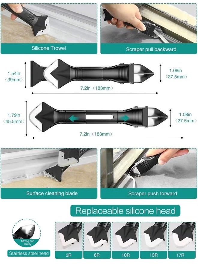 أداة السد 3 في 1 أدوات السد المصنوعة من السيليكون، مكشطة زاوية غراء الزجاج، فوهة السد، أداة التطبيق، مجموعة أدوات التشطيب، مانع التسرب، مزيل الجص، مكشطة - Image 4