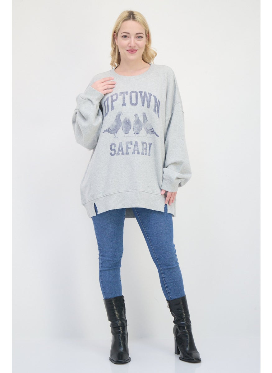 Aerie Women Crew Neck Plain Sweaters, Grey  - Image 4