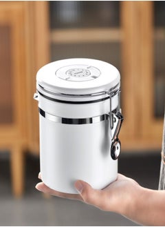 Coffee Canister, Airtight Stainless Steel Coffee Storage Container with Lid, Container-One Way Co2 Valve and Scoop Coffee Jar for Beans, Grounds, Tea, Flour, Sugar (1.5L)