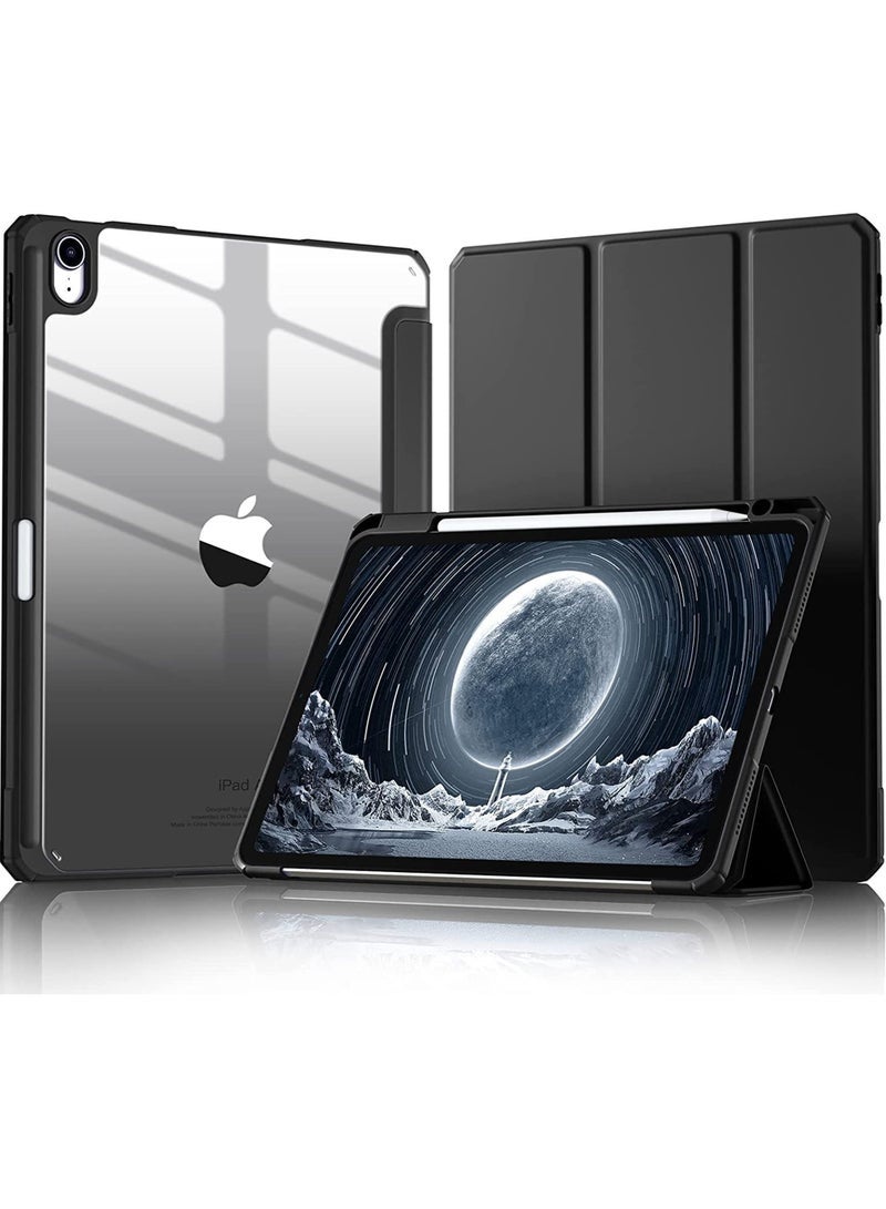 Case for iPad 10th Generation 10.9 2022 / iPad 11th Generation (A16) 10.9 Inch 2025 Built-in Pencil Holder Flexible Back Cover, Trifold Stand, Auto Sleep Wake Rebound Series， Clear / Black - Image 1