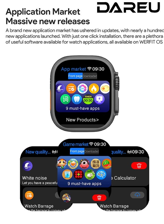 DAREU - AI Smartwatch with 2.02” AMOLED Display, 485x520px Resolution, Real-Time Photo Preview, Customizable Dials, Bluetooth Network Sharing, AI Robot Assistant, WeChat Voice Reply, Wearfit OS - Image 1