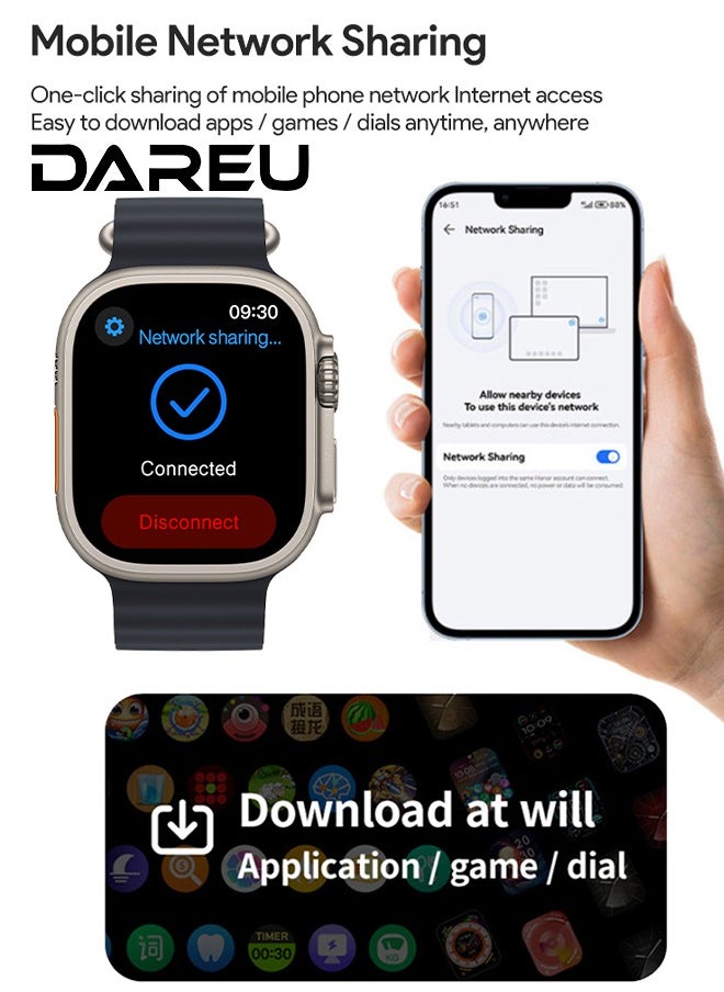 DAREU - AI Smartwatch with 2.02” AMOLED Display, 485x520px Resolution, Real-Time Photo Preview, Customizable Dials, Bluetooth Network Sharing, AI Robot Assistant, WeChat Voice Reply, Wearfit OS - Image 1