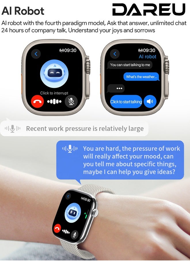 DAREU - AI Smartwatch with 2.02” AMOLED Display, 485x520px Resolution, Real-Time Photo Preview, Customizable Dials, Bluetooth Network Sharing, AI Robot Assistant, WeChat Voice Reply, Wearfit OS - Image 1