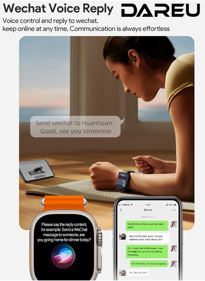 DAREU - AI Smartwatch with 2.02” AMOLED Display, 485x520px Resolution, Real-Time Photo Preview, Customizable Dials, Bluetooth Network Sharing, AI Robot Assistant, WeChat Voice Reply, Wearfit OS - Image 1