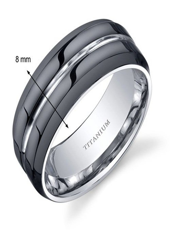 PEORA Modern 8mm Men's Genuine Black Titanium Wedding Ring Band, Comfort Fit, Size 9.5, Premium Titanium, Strong, Durable & Scratch-Resistant, Gifts for Men, For Gifts & Everyday Wear - Image 2