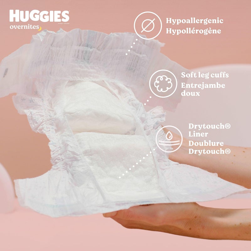 HUGGIES حفاضات هاجيز الليلية للأطفال، بيضاء، مقاس 3، 24 قطعة - Image 3