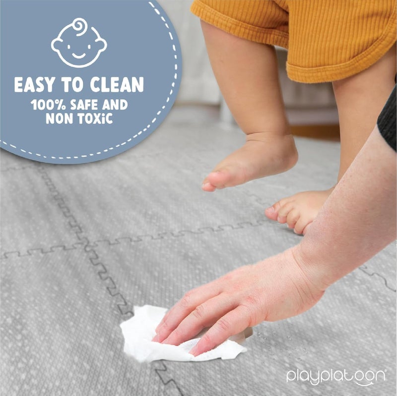 Play Platoon Non-Toxic Large Kids Play Mats for Floors - Extra-Thick Interlocking Foam Tiles. Puzzle Mat Pieces with Border, Neutral Playmat Rug for Toddlers & Children, Beige, 72 x 72 inch - Image 5