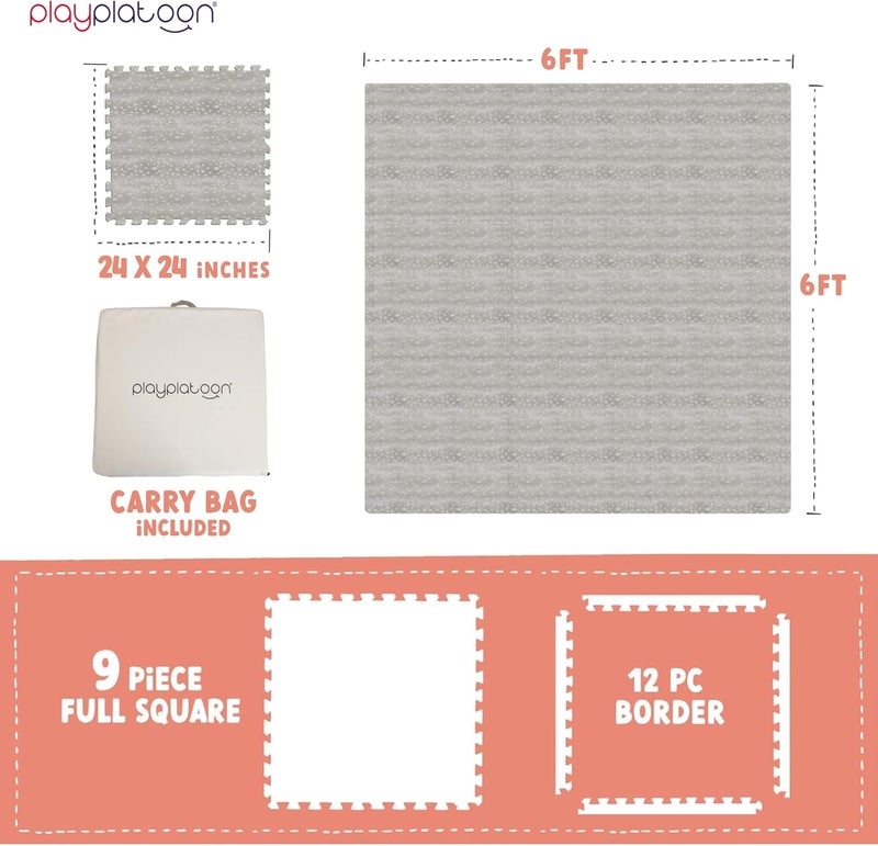 Play Platoon Non-Toxic Large Kids Play Mats for Floors - Extra-Thick Interlocking Foam Tiles. Puzzle Mat Pieces with Border, Neutral Playmat Rug for Toddlers & Children, Beige, 72 x 72 inch - Image 2