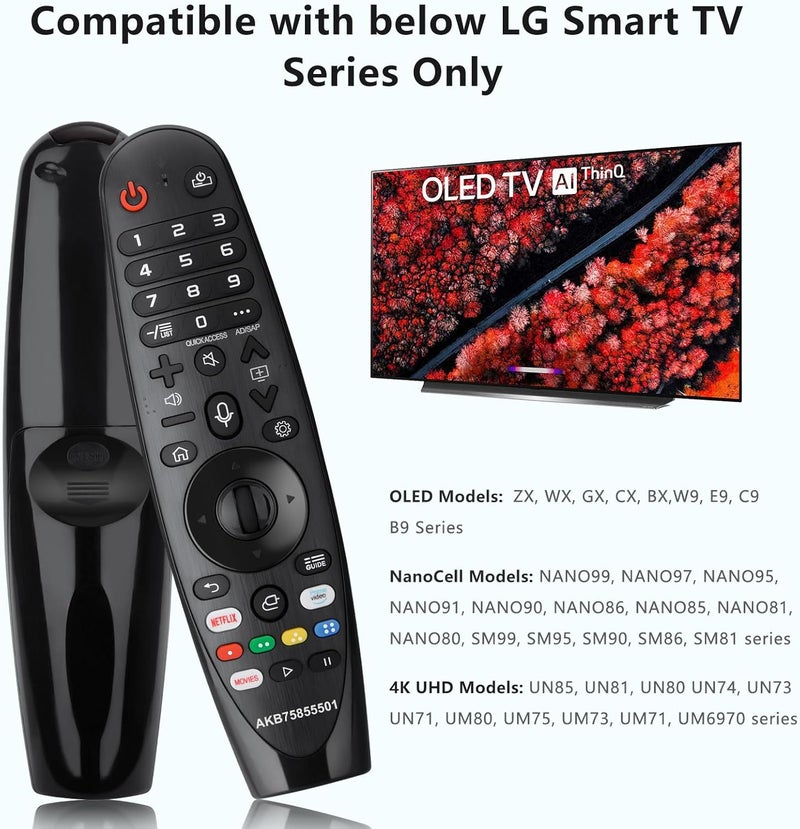جهاز تحكم عن بعد بصوت سحري لتلفزيونات LG الذكية (Magic Remote)، بديل لأجهزة التحكم AN-MR20GA، AN-MR19BA، AN-MR18BA، مزود بمؤشر ووظيفة الصوت. - Image 2