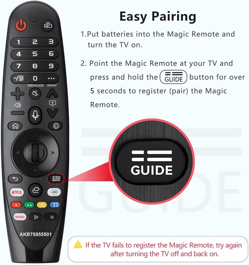 جهاز تحكم عن بعد بصوت سحري لتلفزيونات LG الذكية (Magic Remote)، بديل لأجهزة التحكم AN-MR20GA، AN-MR19BA، AN-MR18BA، مزود بمؤشر ووظيفة الصوت. - Image 4