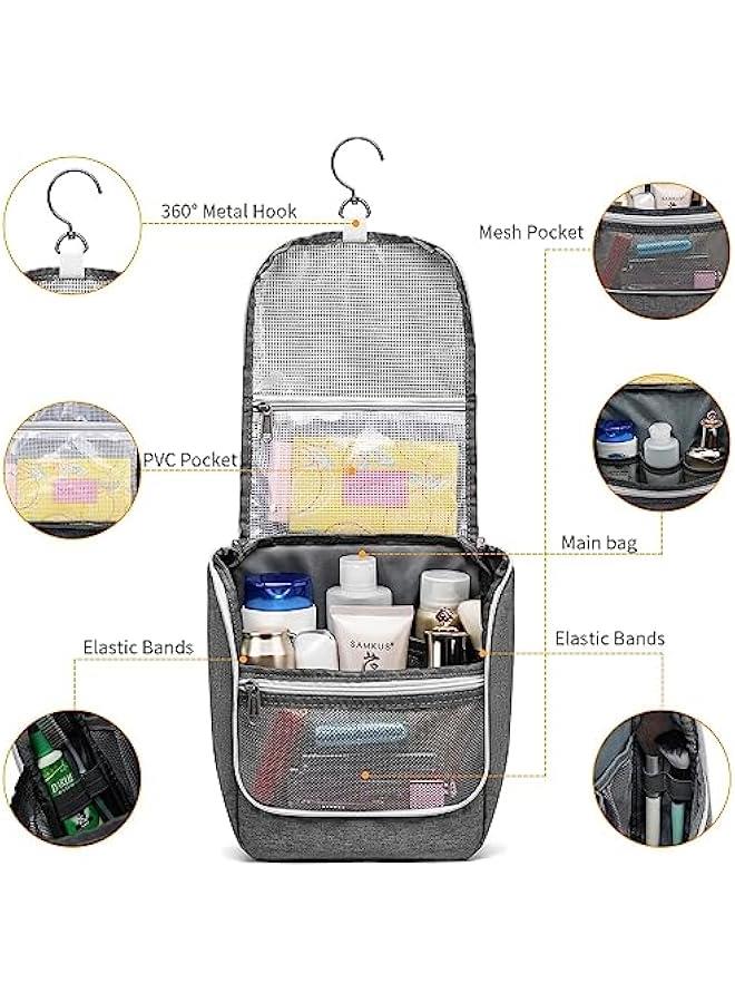 BWSJ Travel Toiletry Bag for Men and Women Gray Makeup Organizer for Shampoo Toiletries and Accessories WaterResistant Cosmetic Case for FullSized Containers - Image 4