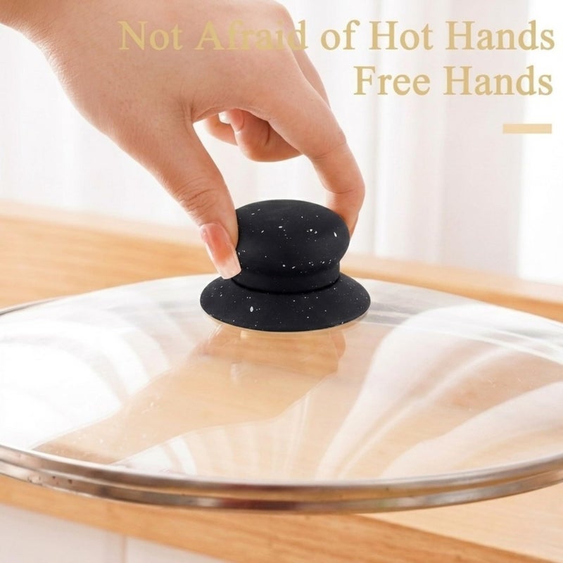 Black Speckled Lid Knob with Screw, Replacement Pot Cover Handle, Round (3) - Image 2