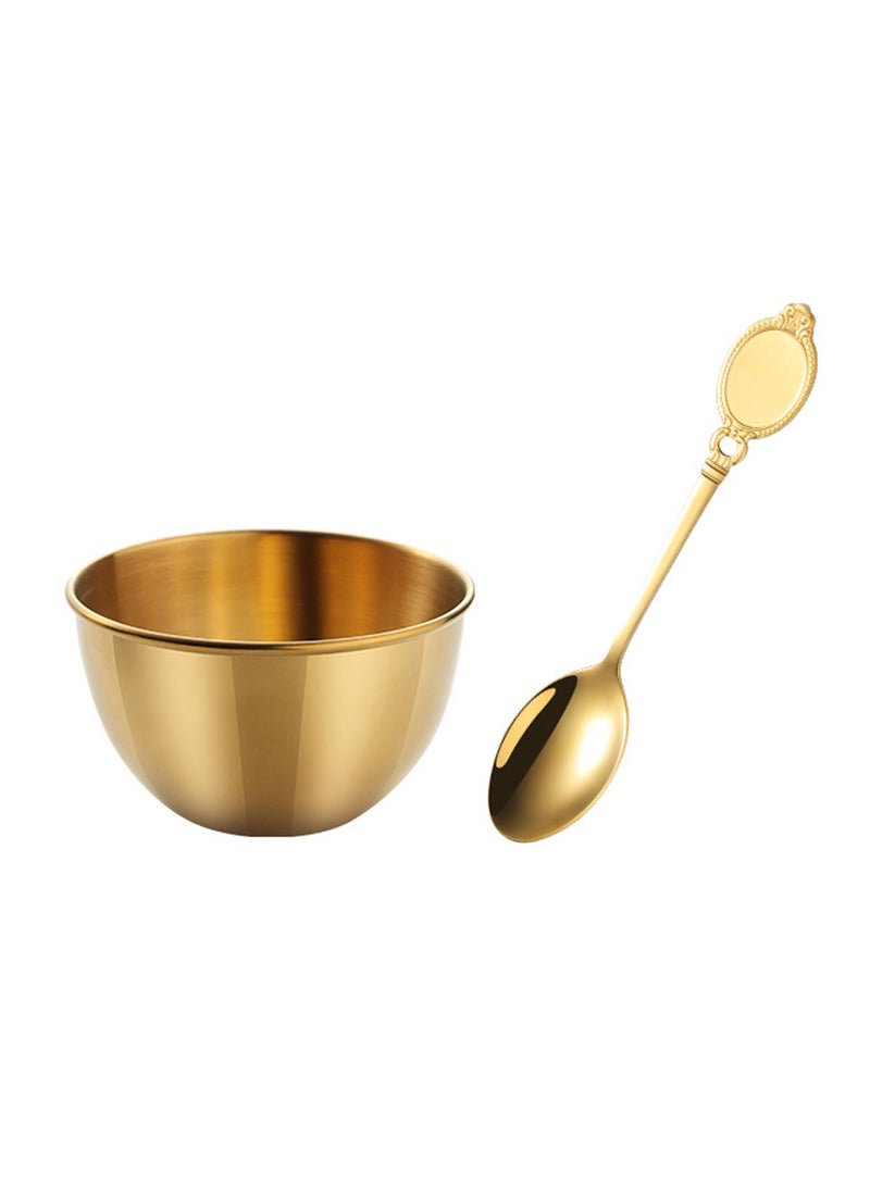 طقم أوعية تغميس مكون من 6 أوعية، أوعية تغميس ذهبية من الفولاذ المقاوم للصدأ، طقم أطباق تقديم، أوعية تاباس، أوعية صغيرة لتغميس مكونات المقبلات والصلصات، أوعية وجبات خفيفة مصقولة مع 3 ملاعق، آمنة للغسل في غسالة الأطباق - Image 5