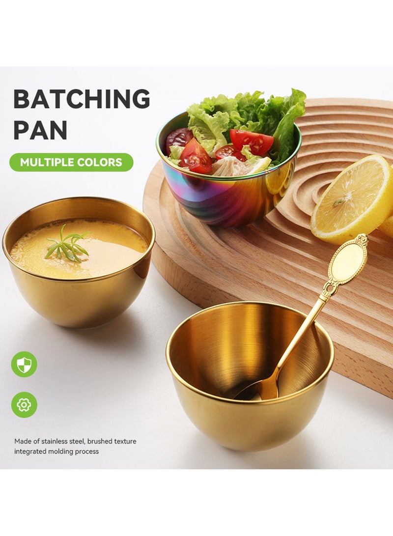 طقم أوعية تغميس مكون من 6 أوعية، أوعية تغميس ذهبية من الفولاذ المقاوم للصدأ، طقم أطباق تقديم، أوعية تاباس، أوعية صغيرة لتغميس مكونات المقبلات والصلصات، أوعية وجبات خفيفة مصقولة مع 3 ملاعق، آمنة للغسل في غسالة الأطباق - Image 2