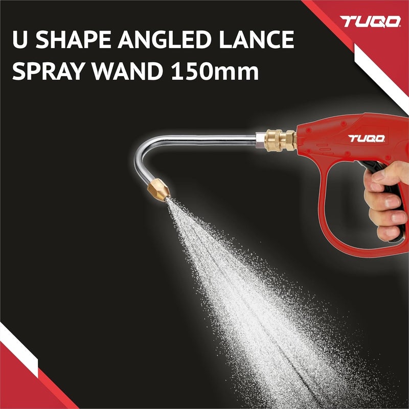 TUQO Extension Rod for High Pressure Washer - Bend Type Metal Rod with 1/4" Male Quick Plug Connector | Extension Wand for Cleaning Thight Places, Car, Bike, Floor, Roof. (U Shape - 150mm) - Image 5