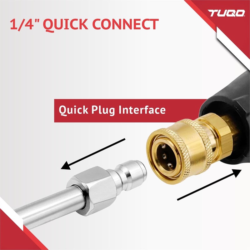 TUQO Extension Rod for High Pressure Washer - Bend Type Metal Rod with 1/4" Male Quick Plug Connector | Extension Wand for Cleaning Thight Places, Car, Bike, Floor, Roof. (U Shape - 150mm) - Image 3