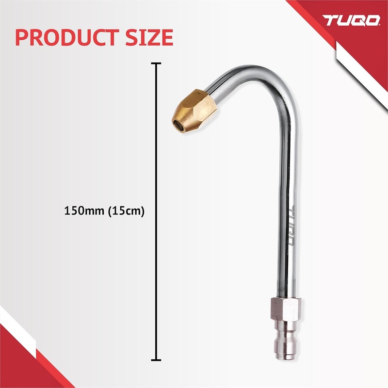 TUQO Extension Rod for High Pressure Washer - Bend Type Metal Rod with 1/4" Male Quick Plug Connector | Extension Wand for Cleaning Thight Places, Car, Bike, Floor, Roof. (U Shape - 150mm) - Image 2