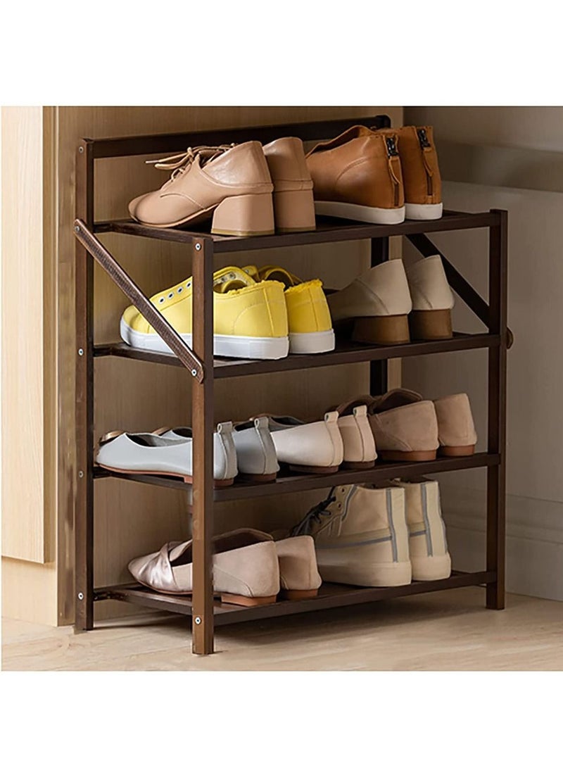 LINGWEI Bamboo Shoe Rack 4 Tier Foldable Shoe Stand Wooden Boot Cabinet Modern Simplicity Home Door Shoe Shelf Room Corridor - Image 2
