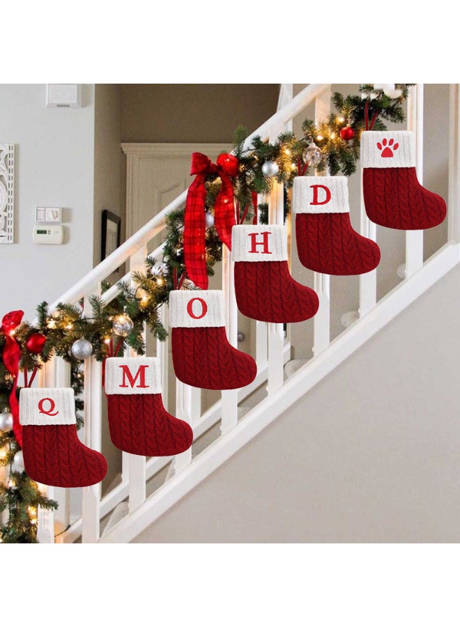HI-FINE Christmas Stockings with Initials,Mini Red Knit Stocking,6 * 7in Initial Monogram Embroidered Christmas Stocking,Family Fireplace Hanging Ornament Xmas Holiday Decor Gift-Letter J - Image 5