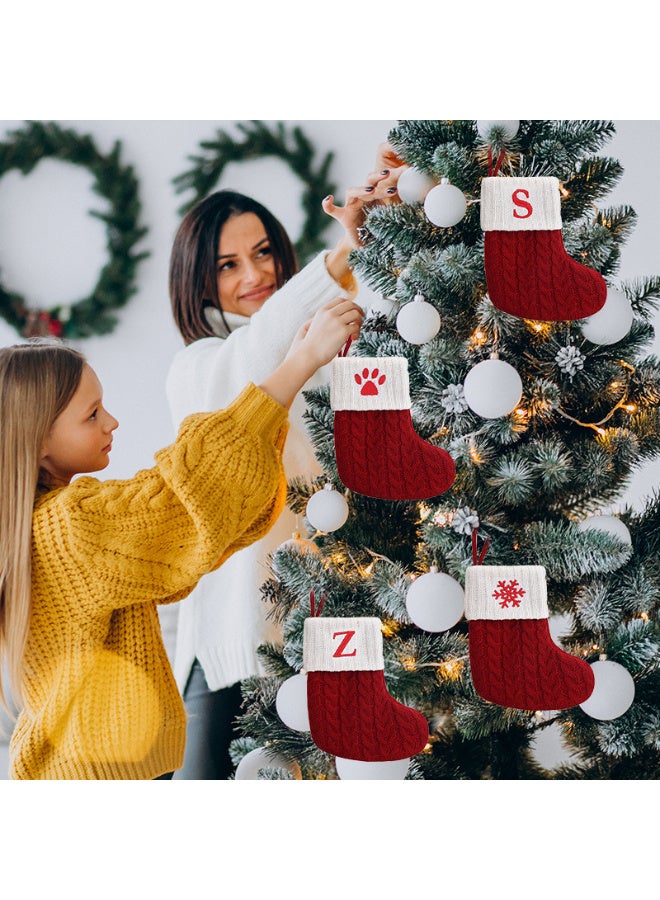 HI-FINE Christmas Stockings with Initials,Mini Red Knit Stocking,6 * 7in Initial Monogram Embroidered Christmas Stocking,Family Fireplace Hanging Ornament Xmas Holiday Decor Gift-Letter J - Image 4