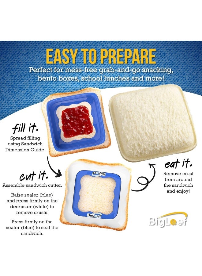 Bigleef Uncrustable Sandwich Cutter And Sealer - Pbj Sandwich Cutter For Kids Lunch - Make And Freeze Diy Pocket Minis - Homemade Uncrustables Sandwich Maker - Sandwich Sealer Decruster Cookie Cutters  - Image 3