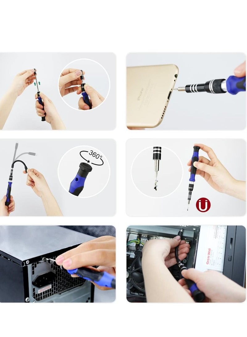 كوول طقم مفكات براغي دقيقة مكون من 80 قطعة فضي / أزرق / أسود 10.1 × 4.9 × 2.3 بوصة - Image 3