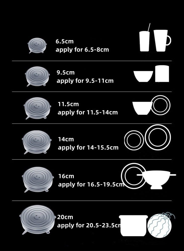 6Pcs Silicone Stretch Lids Reusable Food Seal Cover for Pot Bowl Keep Food Fresh Stretchy Wrap Cover Kitchen Cookware  - Image 3