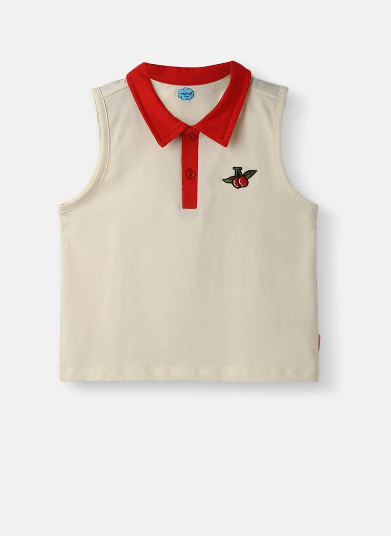 نوتيناتي تيشيرت بولو قطن للبنات | بدون أكمام | تطريز | عمر - سنوات