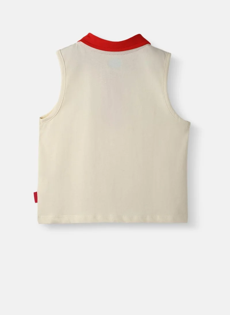 نوتيناتي تيشيرت بولو قطن للبنات | بدون أكمام | تطريز | عمر - سنوات