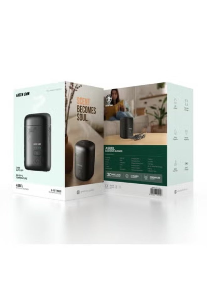 GREEN LION ASEEL Bakhour Incense Burner / Strong Fragrance Bakhoor/ Aesthetic Appearance / Wide Area Coverage / 120 sec Single Burning Time / 2 Min Auto Off / Type-C Charging Port / LED Indicator for Home Office and Car- Black - Image 5