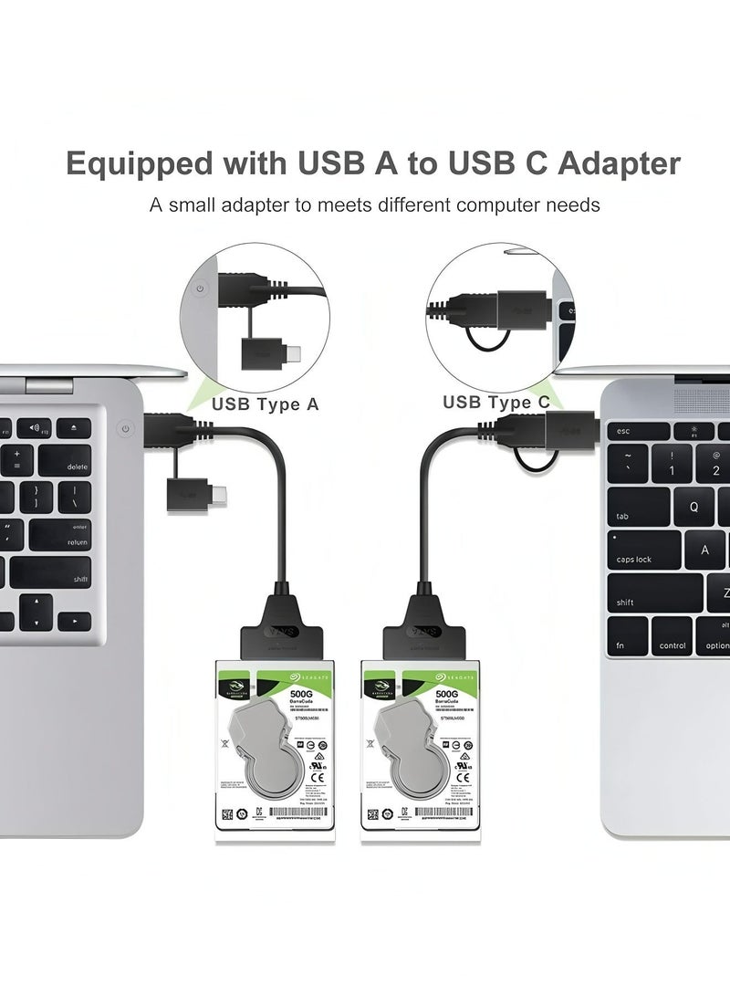 Apluynm SATA to USB 3.0 Cable, SATA 22 Pin 2.5" inch Female to USB 3.0 & Type-C Male USB-C USB 3.0, USB 3.0 to SATA III Hard Drive Adapter, for 2.5  HDD/SSD Hard Drive Disk - Image 5