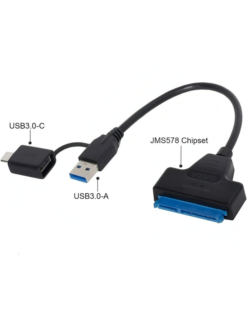 Apluynm SATA to USB 3.0 Cable, SATA 22 Pin 2.5" inch Female to USB 3.0 & Type-C Male USB-C USB 3.0, USB 3.0 to SATA III Hard Drive Adapter, for 2.5  HDD/SSD Hard Drive Disk - Image 2