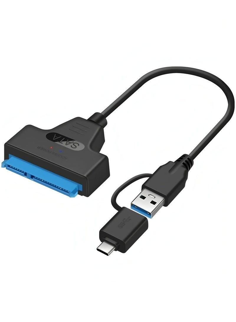 Apluynm SATA to USB 3.0 Cable, SATA 22 Pin 2.5" inch Female to USB 3.0 & Type-C Male USB-C USB 3.0, USB 3.0 to SATA III Hard Drive Adapter, for 2.5  HDD/SSD Hard Drive Disk - Image 1