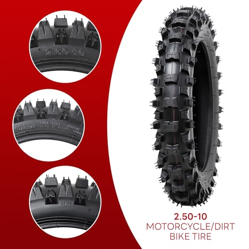 PaoWin 2.50-10 4PR TT 33J Off Road Mini Dirt Bike Front/Rear Tire and Inner Tube Compatible with 2.5-10 Off Road Dirt Bike Pit Bike/Motorcycle Tire (P-279) - Image 5