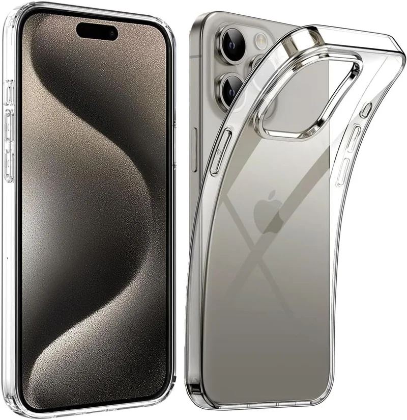 بلو بيك جراب BluePeak لهاتف iPhone 15 Pro Max - غطاء شفاف من جل السيليكون الرقيق (شفاف)