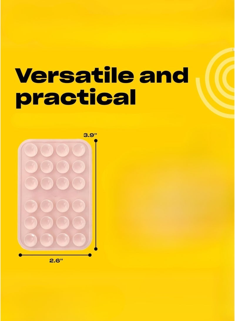 JAJEEK 2pc Silicone Suction Cup Wall Stand Mat Multifunctional 24 Square Suction Phone Anti-Slip Wall Phone Holder Mount | Pink - Image 5