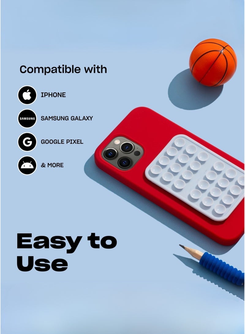 JAJEEK 2pc Silicone Suction Cup Wall Stand Mat Multifunctional 24 Square Suction Phone Anti-Slip Wall Phone Holder Mount | Pink - Image 4